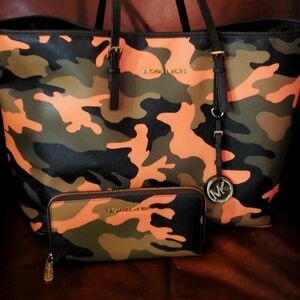 Michael Kors Camouflage Tote and Wallet Set